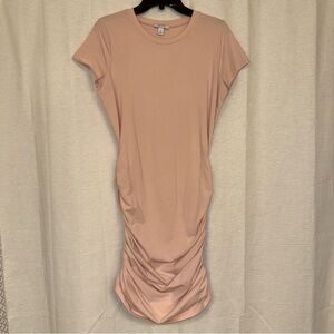 Nine West Blush Ruched Midi Dress double side scrunch, form fitting, flattering